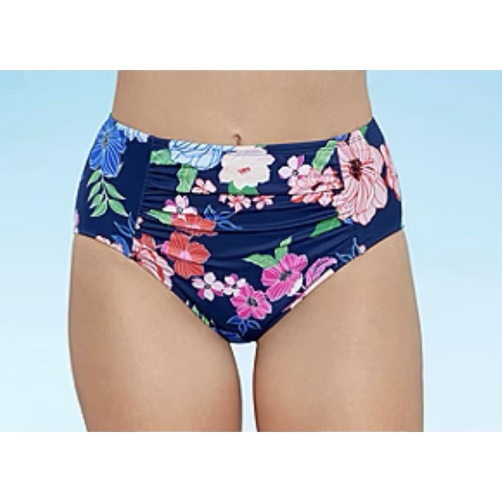 Liz Claiborne Womens Comfort Waistband Floral Brief Bikini Swimsuit Bottom SZ 12